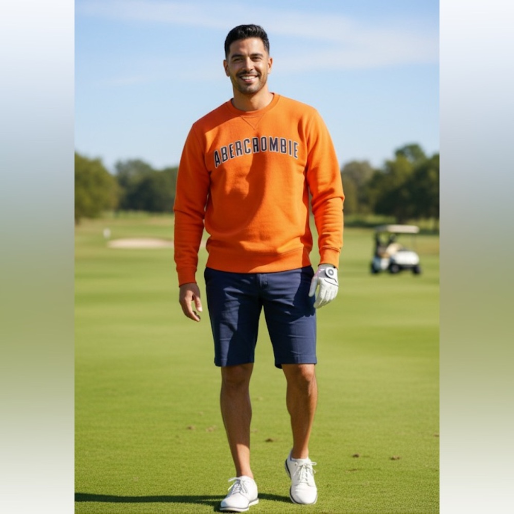 Abercrombie & Fitch Men's Orange Sweatshirt XL Vintage - Picture 4 of 8